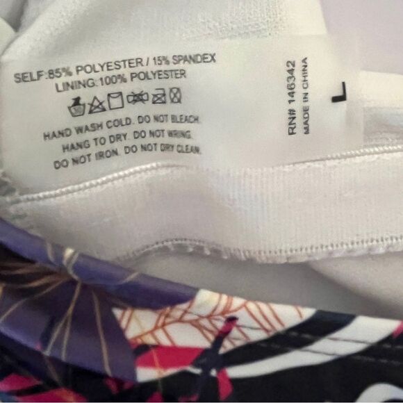 Nicole Miller Purple Palm Print Racer Back One Piece Swimsuit size large - Picture 5 of 6